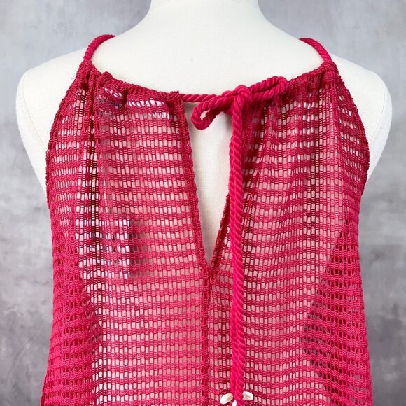 Haute Hippie Crochet Cover Up Womens XLarge Beach Swim Vacation Festival Magenta - Picture 3 of 11